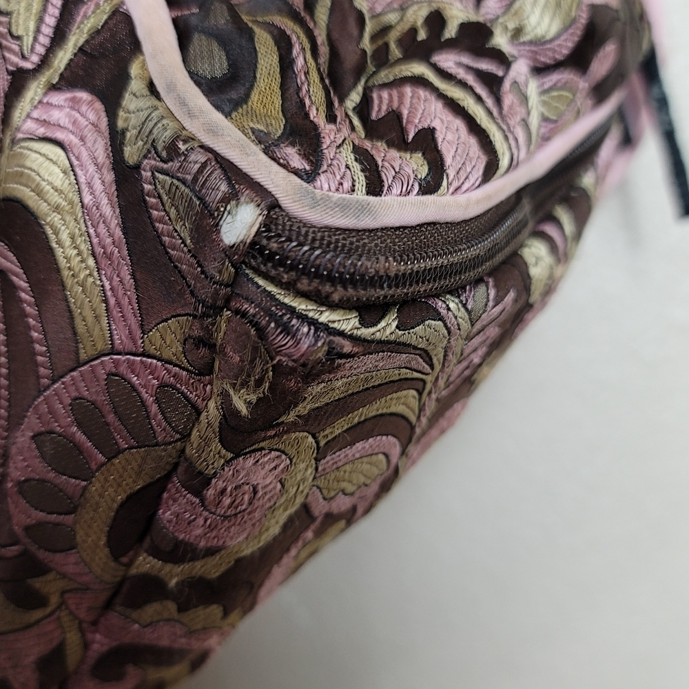 Petunia Pickle Bottom Brown Pink Tan Floral Paisley Diaper Bag - Picture 10 of 16